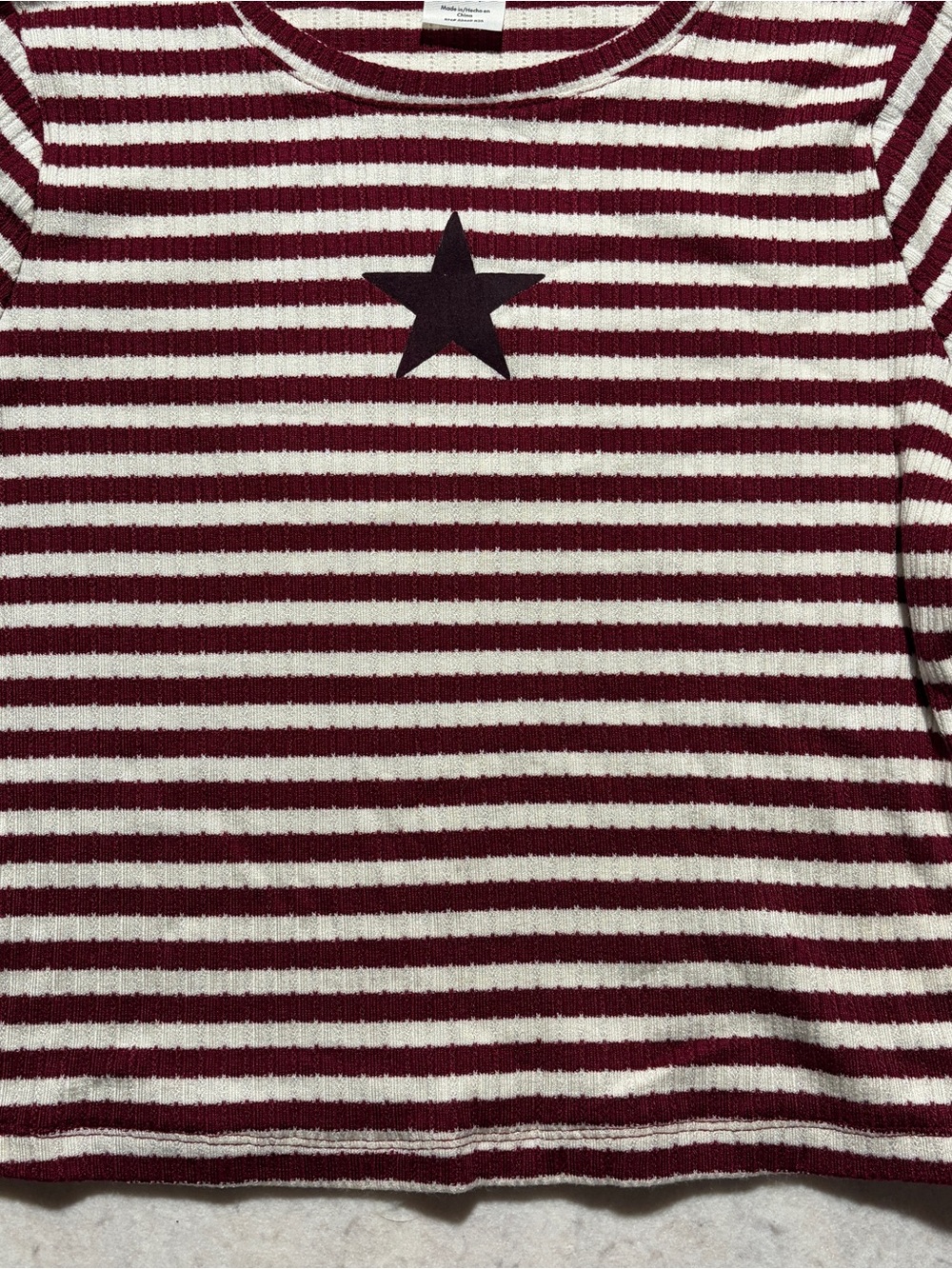 Lot of 2 No Boundaries Striped Pointelle Star Crop Tops NWT Girls 14-16 / Large